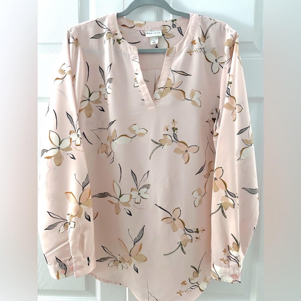 Ava & Viv Floral Blush Top Size X EUC